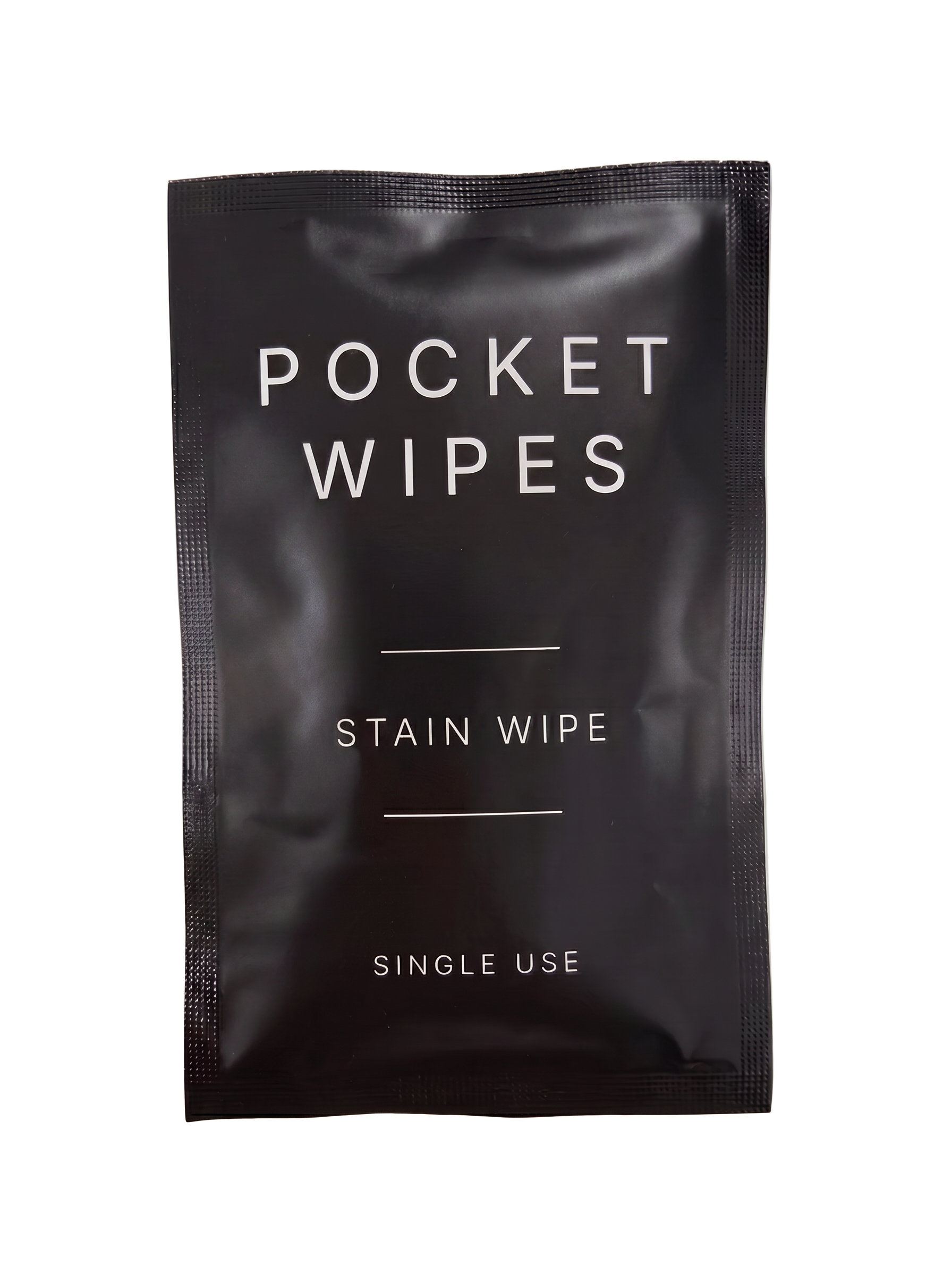 A single POCKET WIPES individually wrapped stain remover wipe sachet